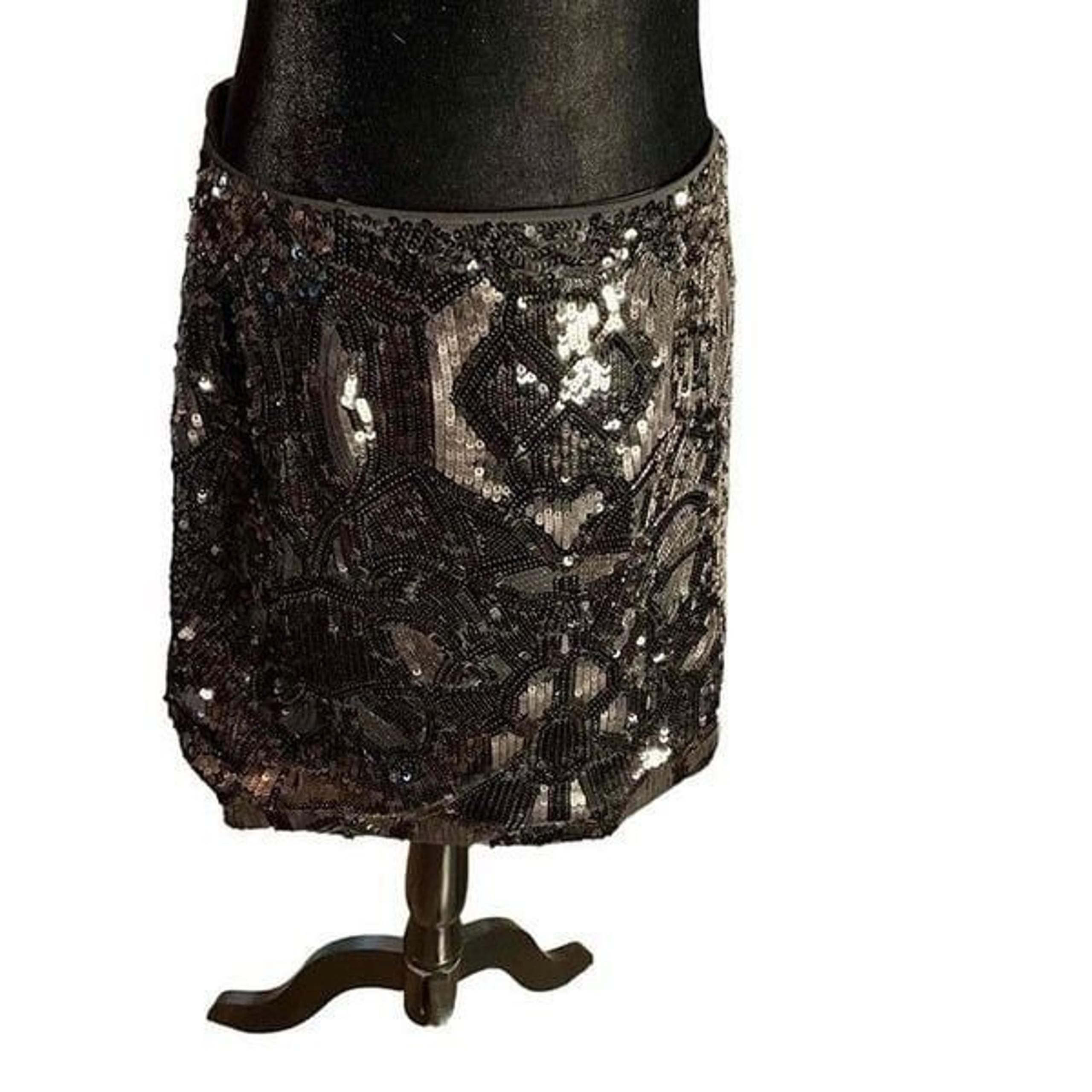 DKNY Womens Black Sequined Embellished Mini Party Cocktail Skirt Size M