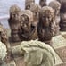 Large Vintage Handmade Aztec Mayan / Conquistador Chess Board carved 17x17x4 In