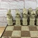 Large Vintage Handmade Aztec Mayan / Conquistador Chess Board carved 17x17x4 In