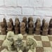 Large Vintage Handmade Aztec Mayan / Conquistador Chess Board carved 17x17x4 In