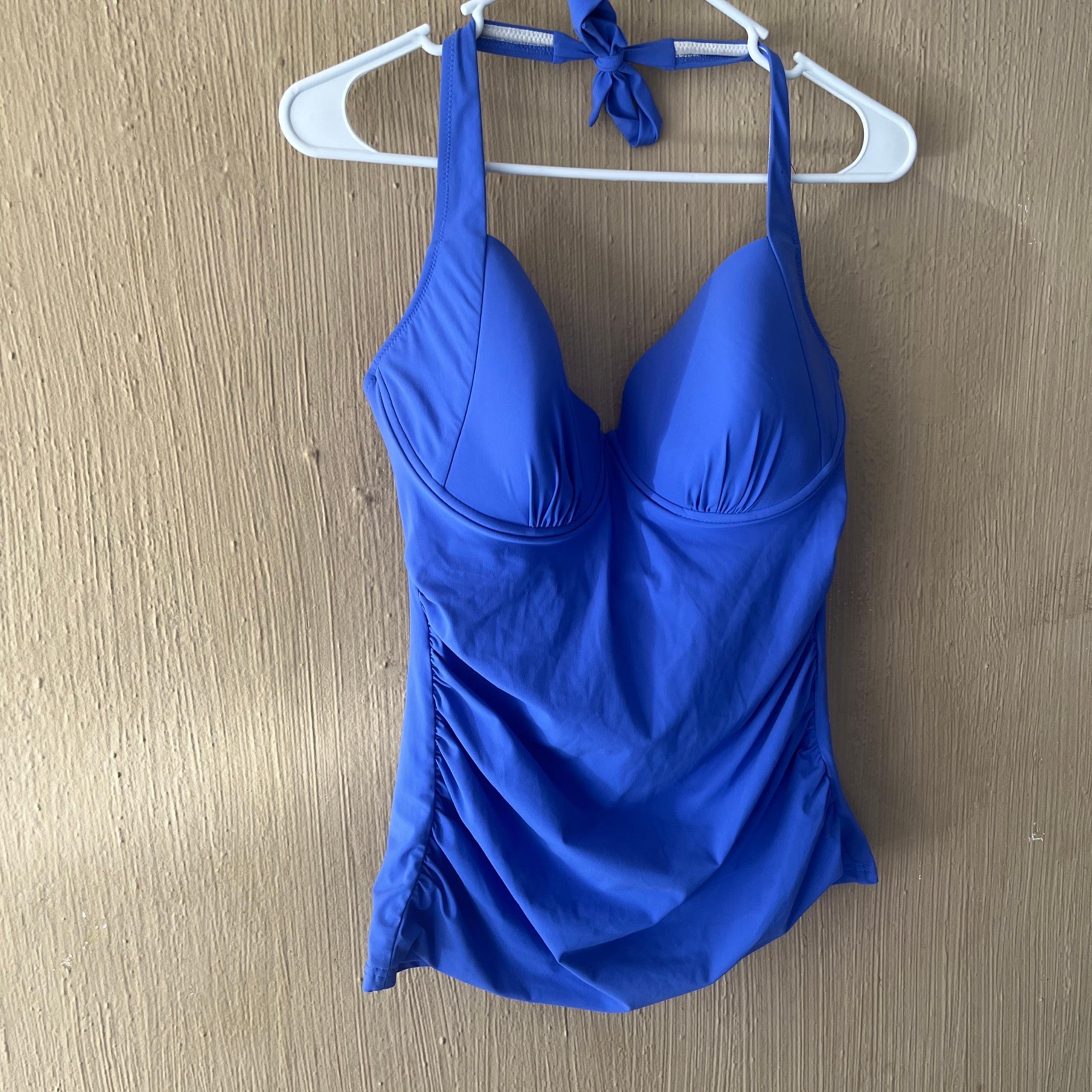 Gottex Profile Women's 38D Tankini Swim Top Blue Underwire Bra swimsuit
