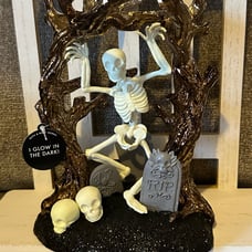 Bath & Body Works 2024 Halloween DANCING SKELETON 3-Wick Candle Holder Glow Dark