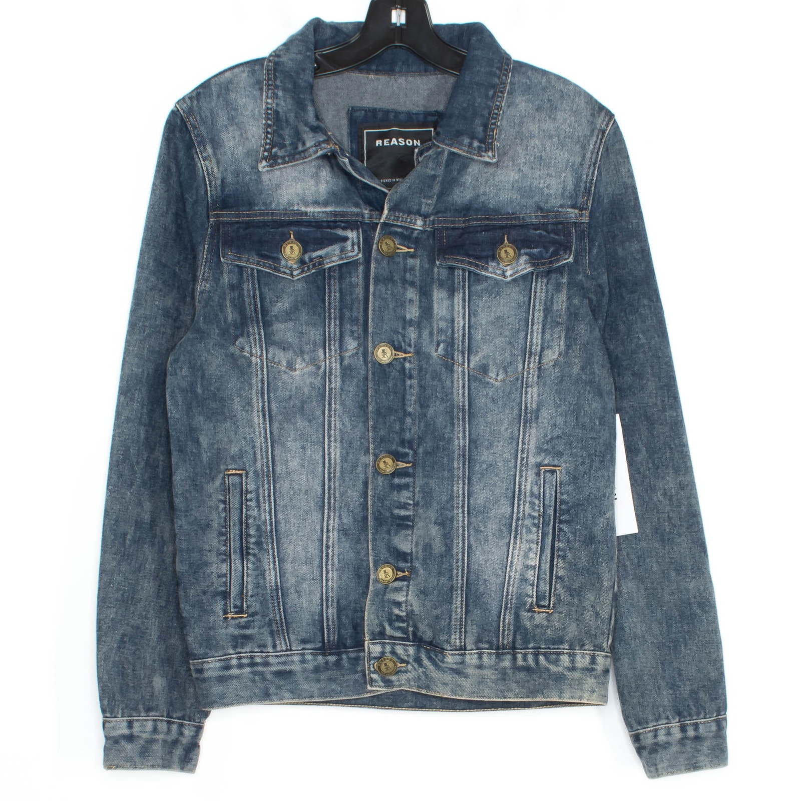 NWT Reason Mens Jacket Denim Trucker Grunge Retro Streetwear Gorpcore Blue Small