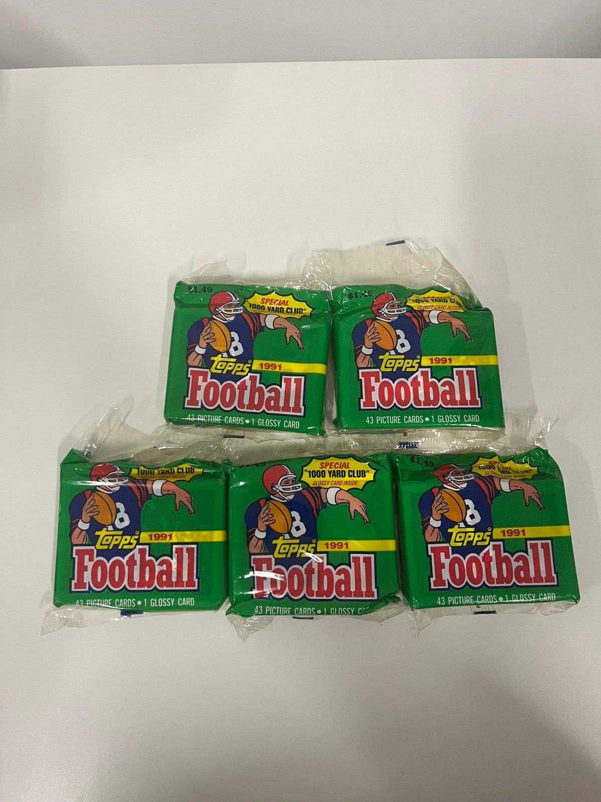 Lot of 5 Topps 1991 Football Special 1000 Yard Club 43 Card Packs