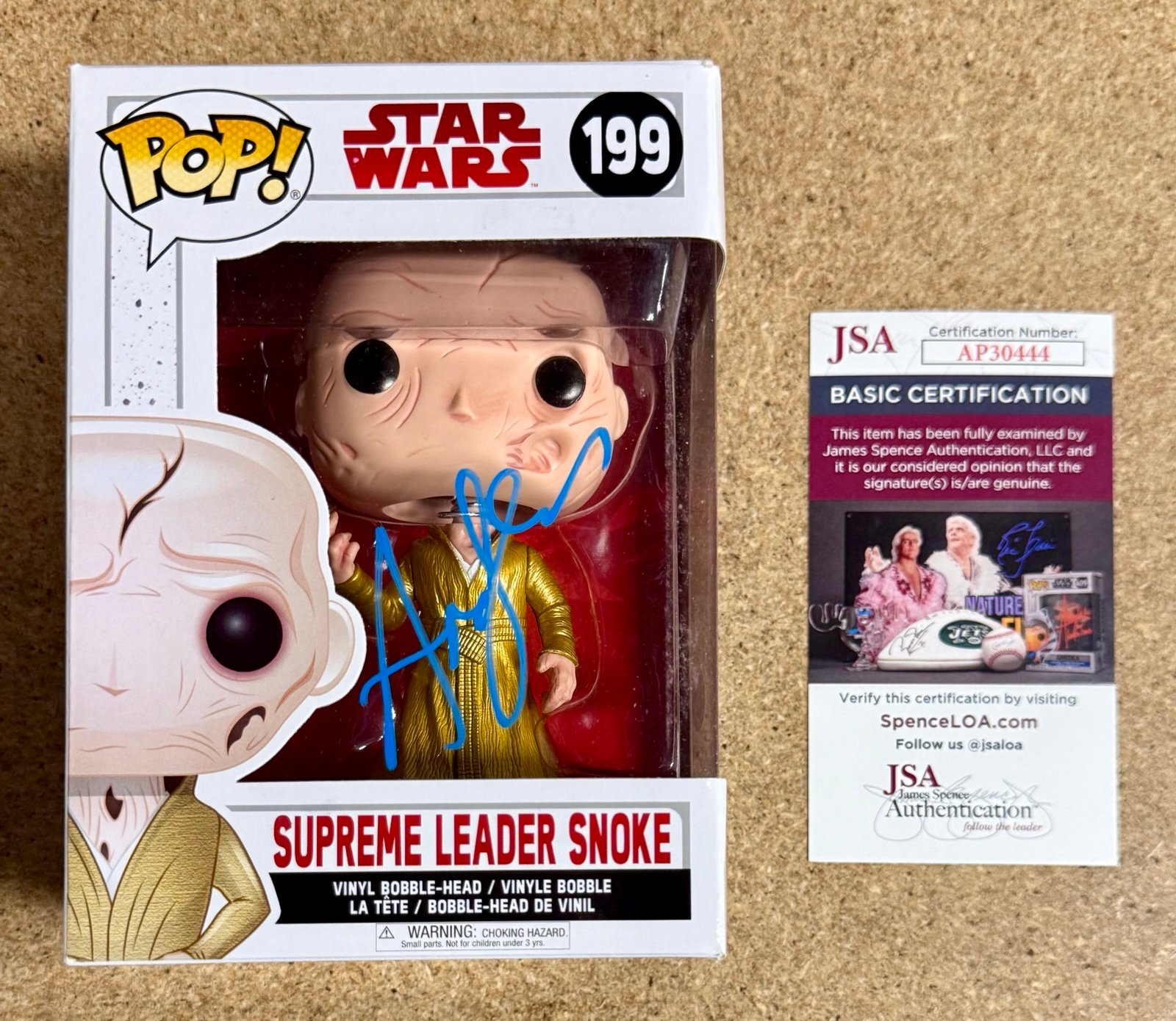 Andy Serkis Signed Star Wars Supreme Leader Snoke Funko Pop! #199 With JSA COA