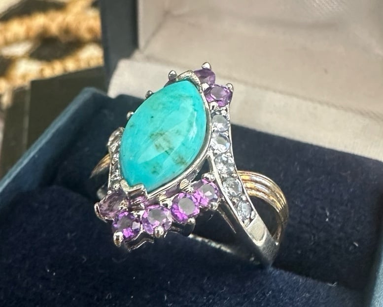 Bob Mackie Turquoise Majesty Women's 3 Carat Gemstone Ring