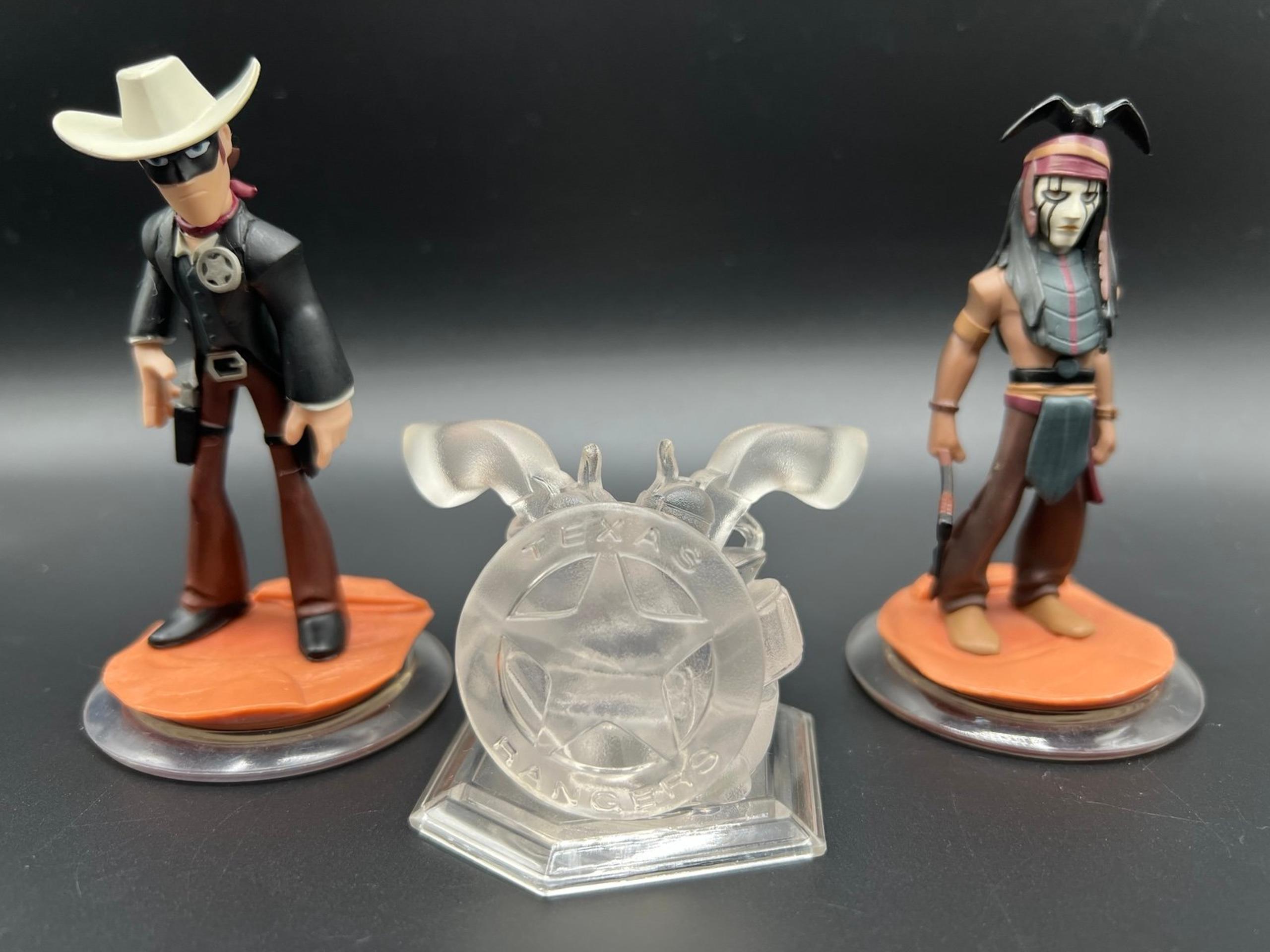 Disney Infinity 3 Piece Set The Lone Ranger Tonto & Crystal World Figure Lot