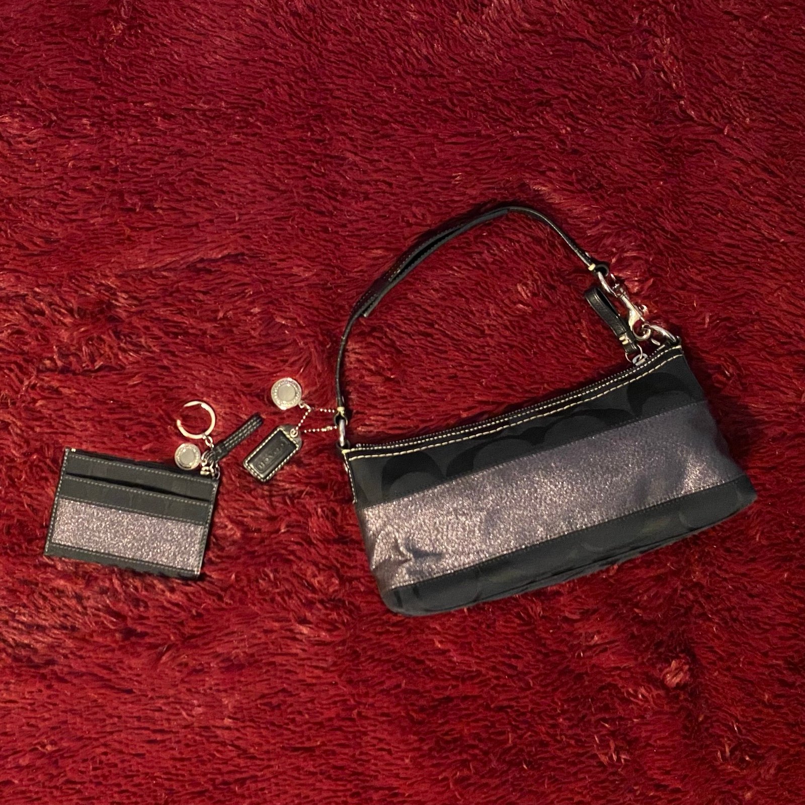 Coach Black Shoulderbag and Matching Wallet
