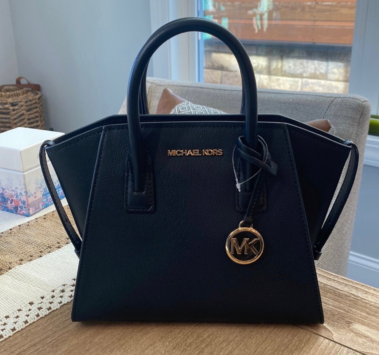 Michael Kors Avril Small Top-Zip Satchel in black
