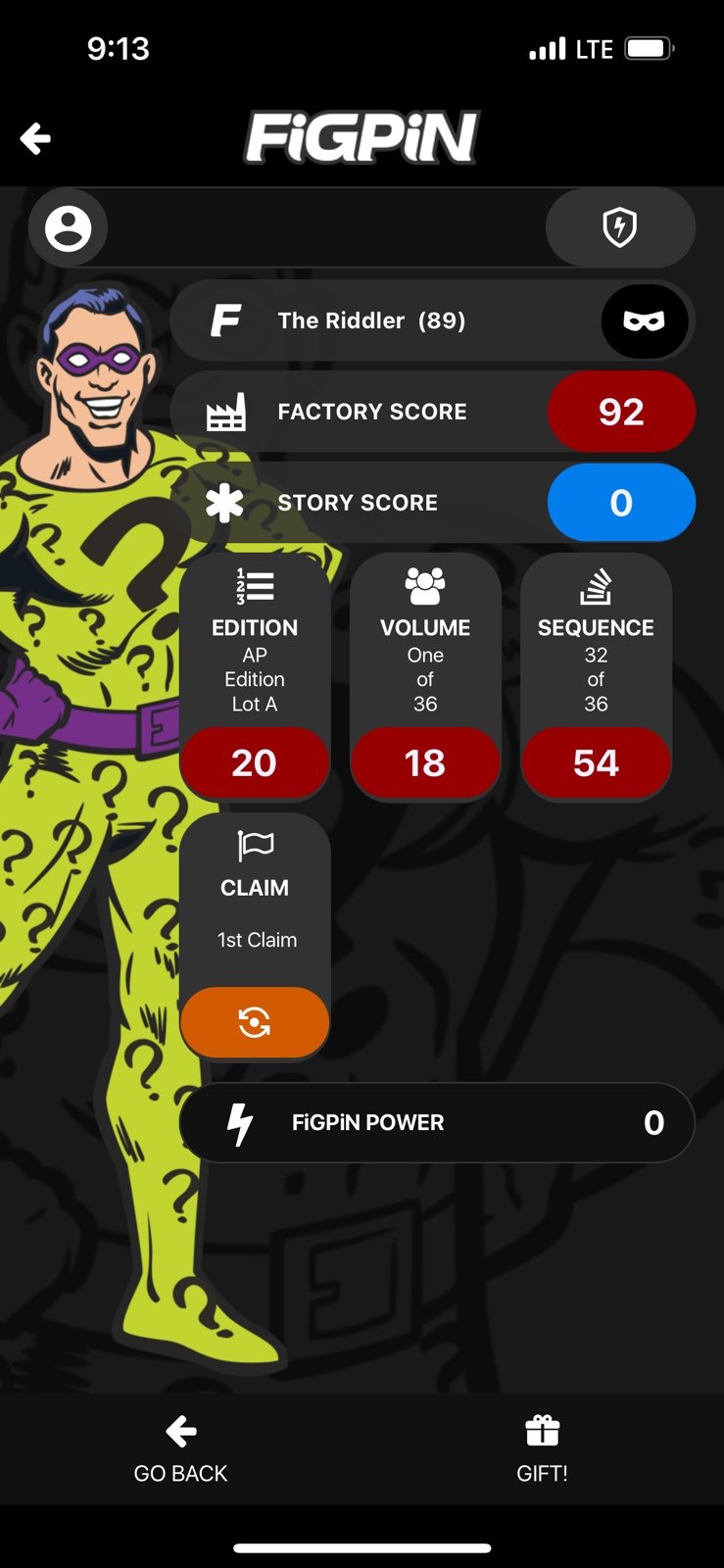 Artist proof The riddler 89 figpin