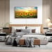 Wall Art Natural Wood Framed Canvas Painting Sunset Sunflowers Picture Poster