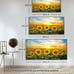 Wall Art Natural Wood Framed Canvas Painting Sunset Sunflowers Picture Poster