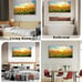 Wall Art Natural Wood Framed Canvas Painting Sunset Sunflowers Picture Poster