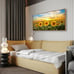 Wall Art Natural Wood Framed Canvas Painting Sunset Sunflowers Picture Poster
