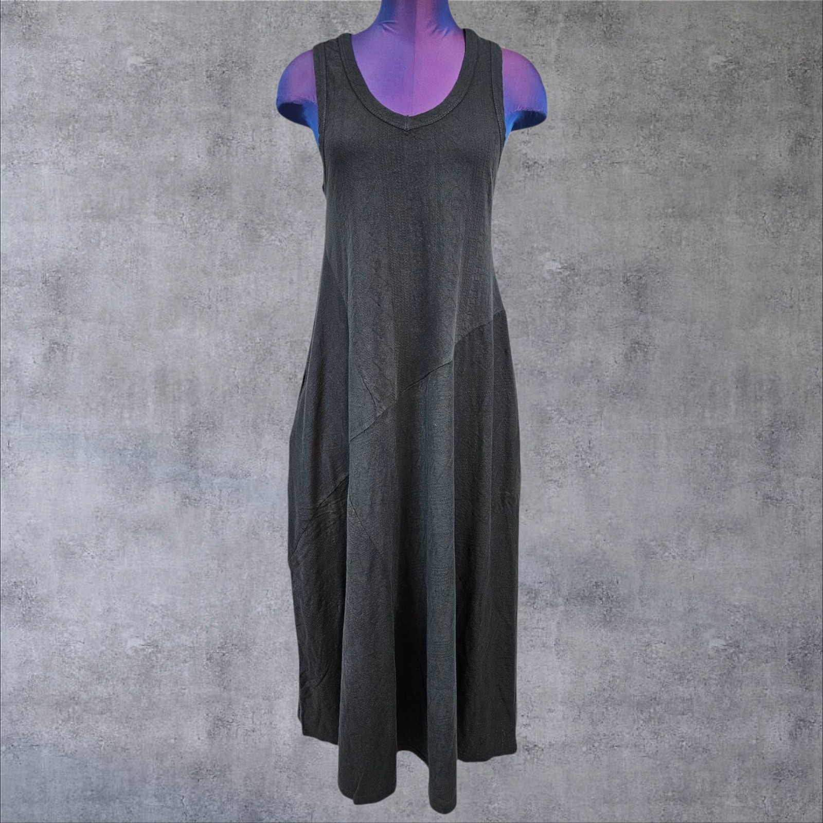 Soft Surroundings Bailey Maxi Dress Textured Black V-Neck Size Small Petite C5