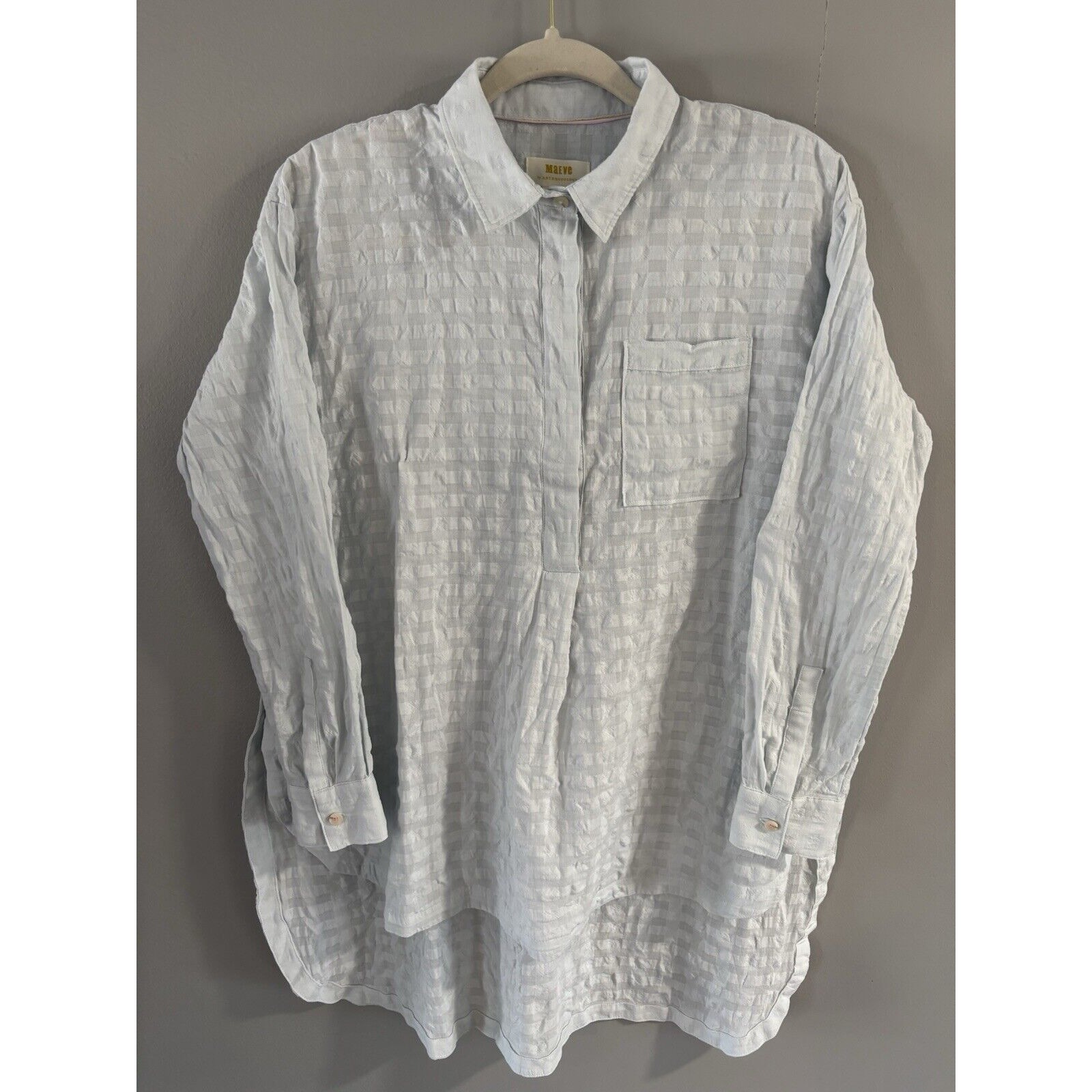 Anthropologie Maeve Womens Top Tunic White Textured High Low Cotton sz XS