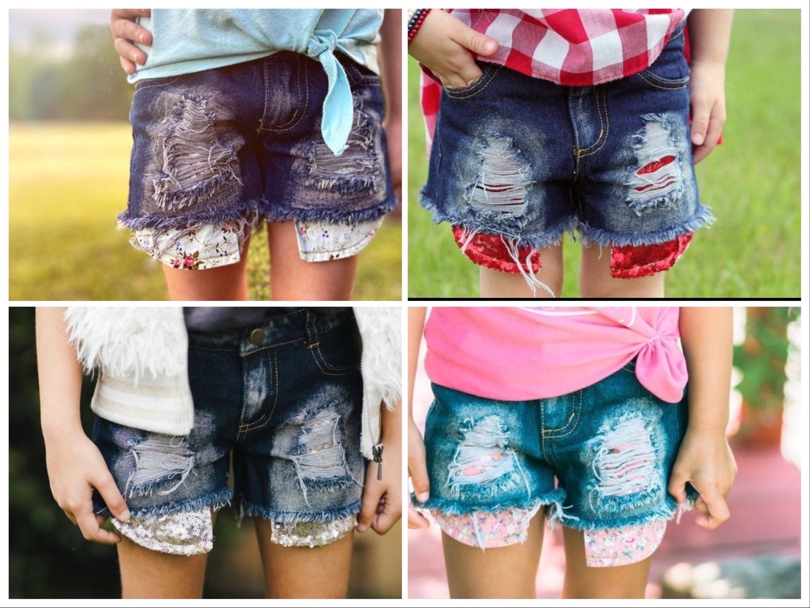 Size 2 LOT Girls distressed denim shorts