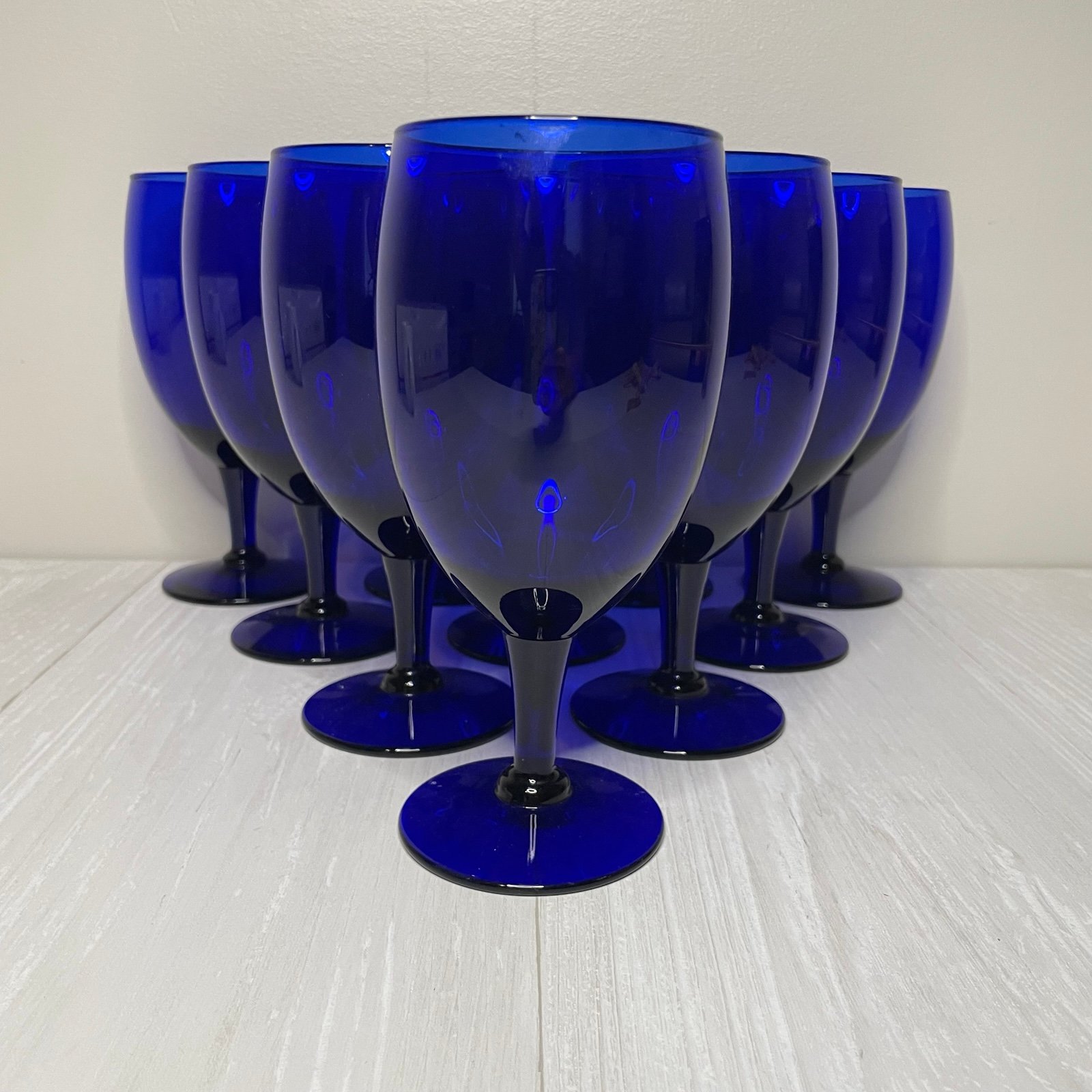 Vintage Libbey Cobalt Blue Water Glasses Set of 10 Blue Wine Glasses Iced Tea