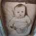 Antique Curved Bubble Convex Glass Wood Oval Picture Frame Baby Chicago Usa