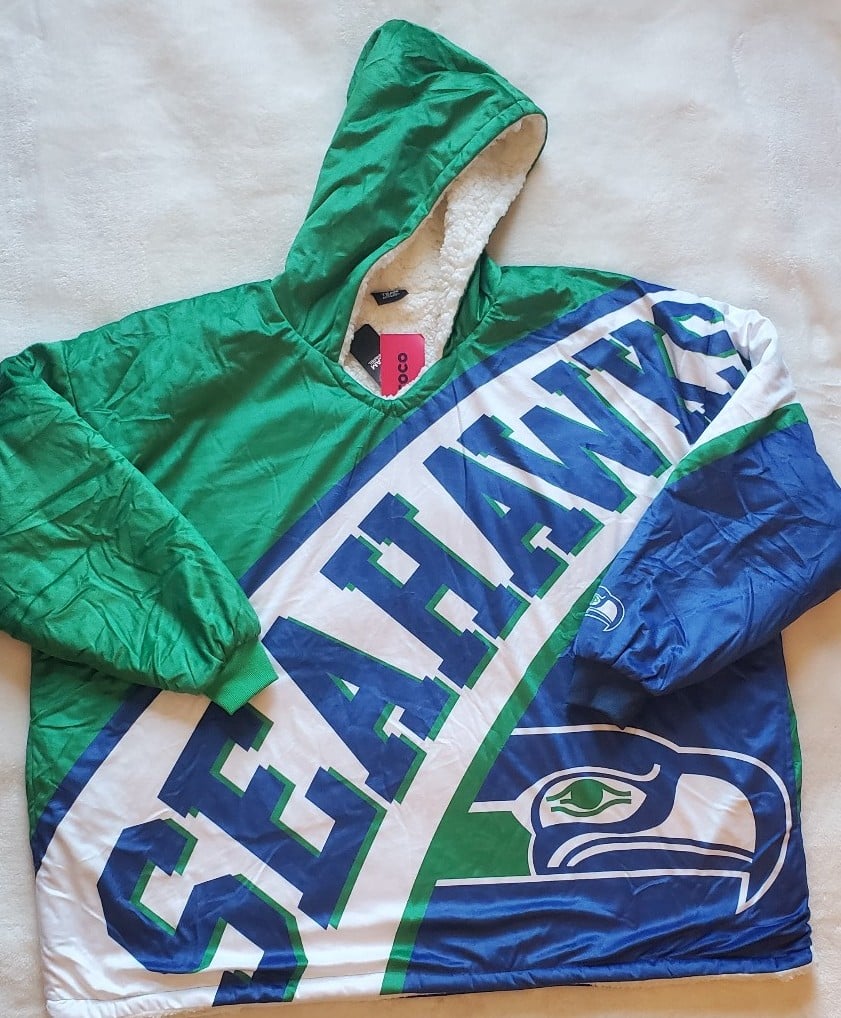 Seattle Seahawks FOCO NFL Reversible Colorblock Hoodeez Sherpa Lining OSFA