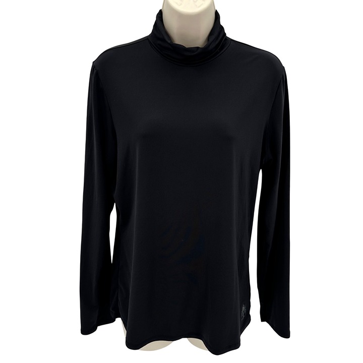 Snow Angel Womens Cybersilk Black Base Layer Long Sleeve Turtleneck Top L