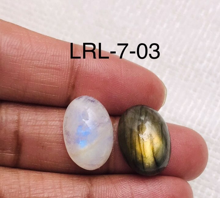 Labradorite & Rainbow Oval Shape Cabochon-2Pc-Lot-LRL-07-3