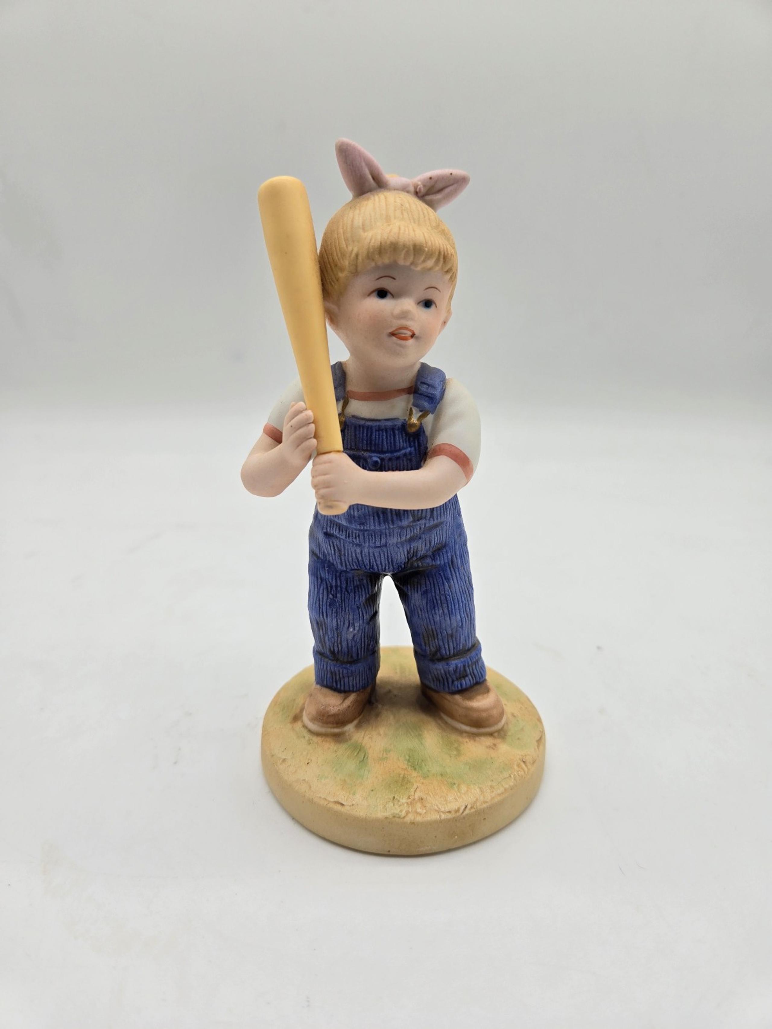 Home Interiors & Gifts Denim Days Let's Play Ball Debbie Porcelain Figurine