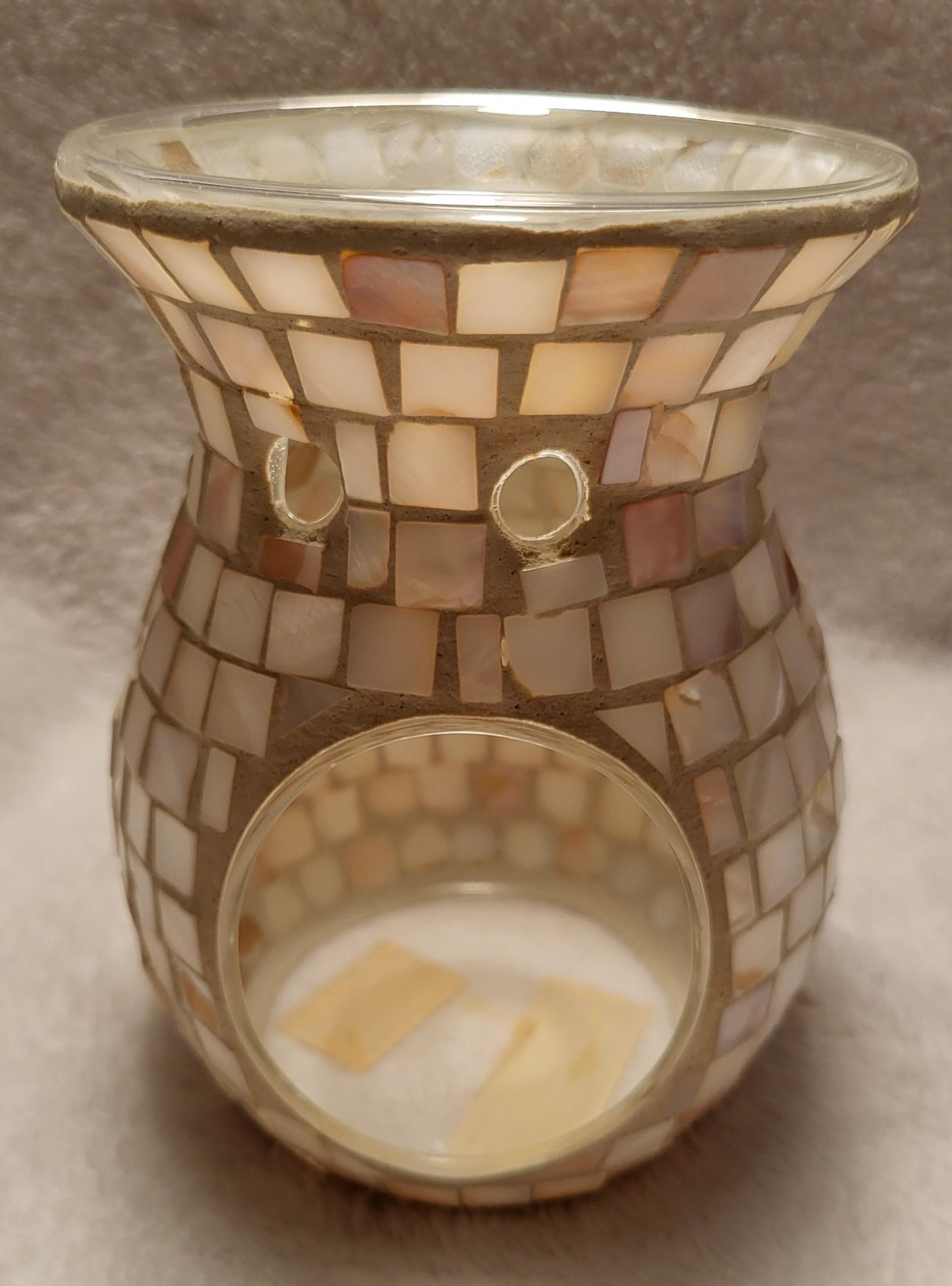 Yankee Candle Mother of Pearl Mosaic Tile Glass Wax Tart Warmer Votive Vtg