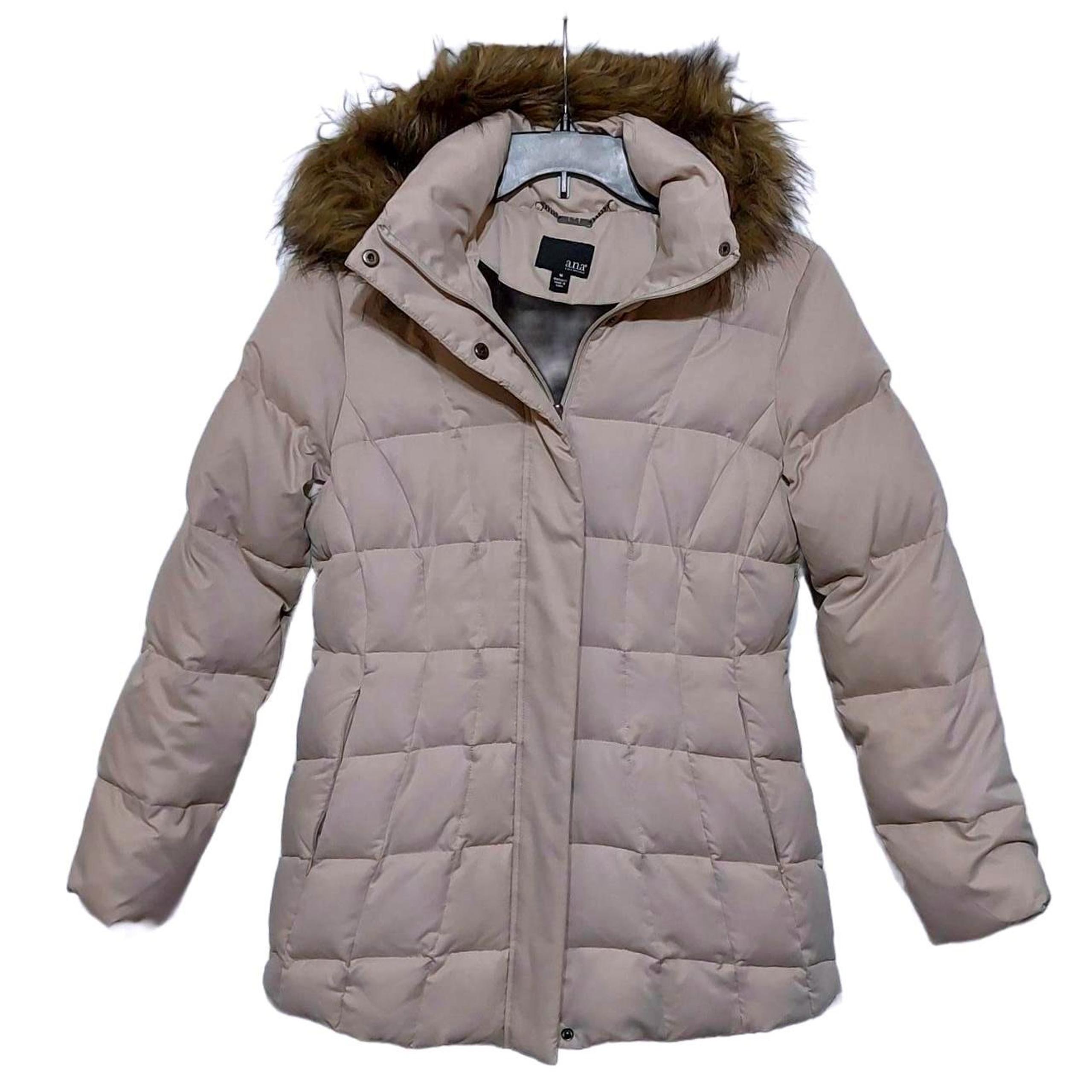 A.N.A. CREAM QUILTED DUCK DOWN FEATHER HEAVYWEIGHT PUFFER COAT WOMENS MEDIUM