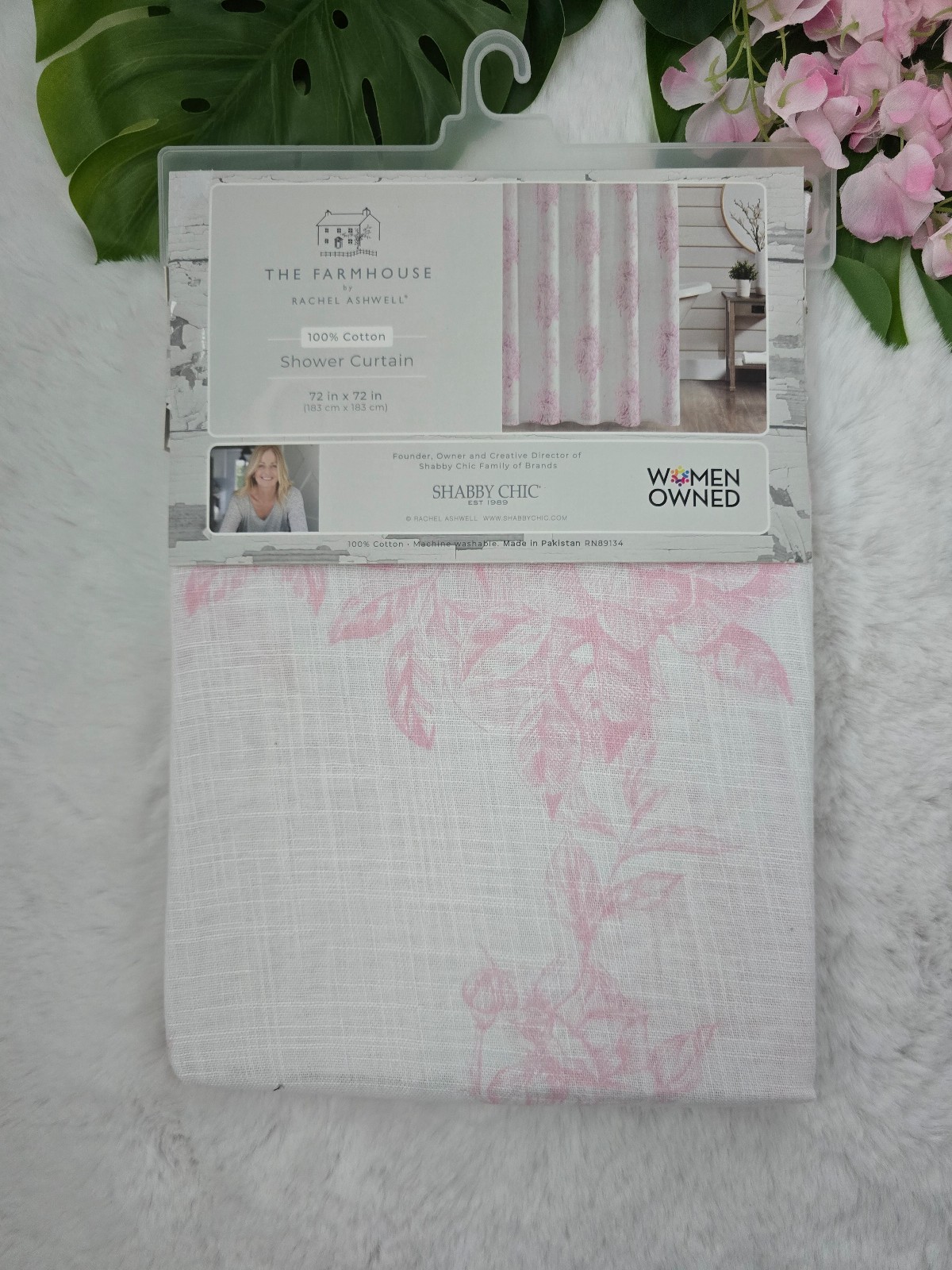 NEW The Farmhouse by Rachel Ashwell Shabby Chic Shower Curtain in Pink Roses
