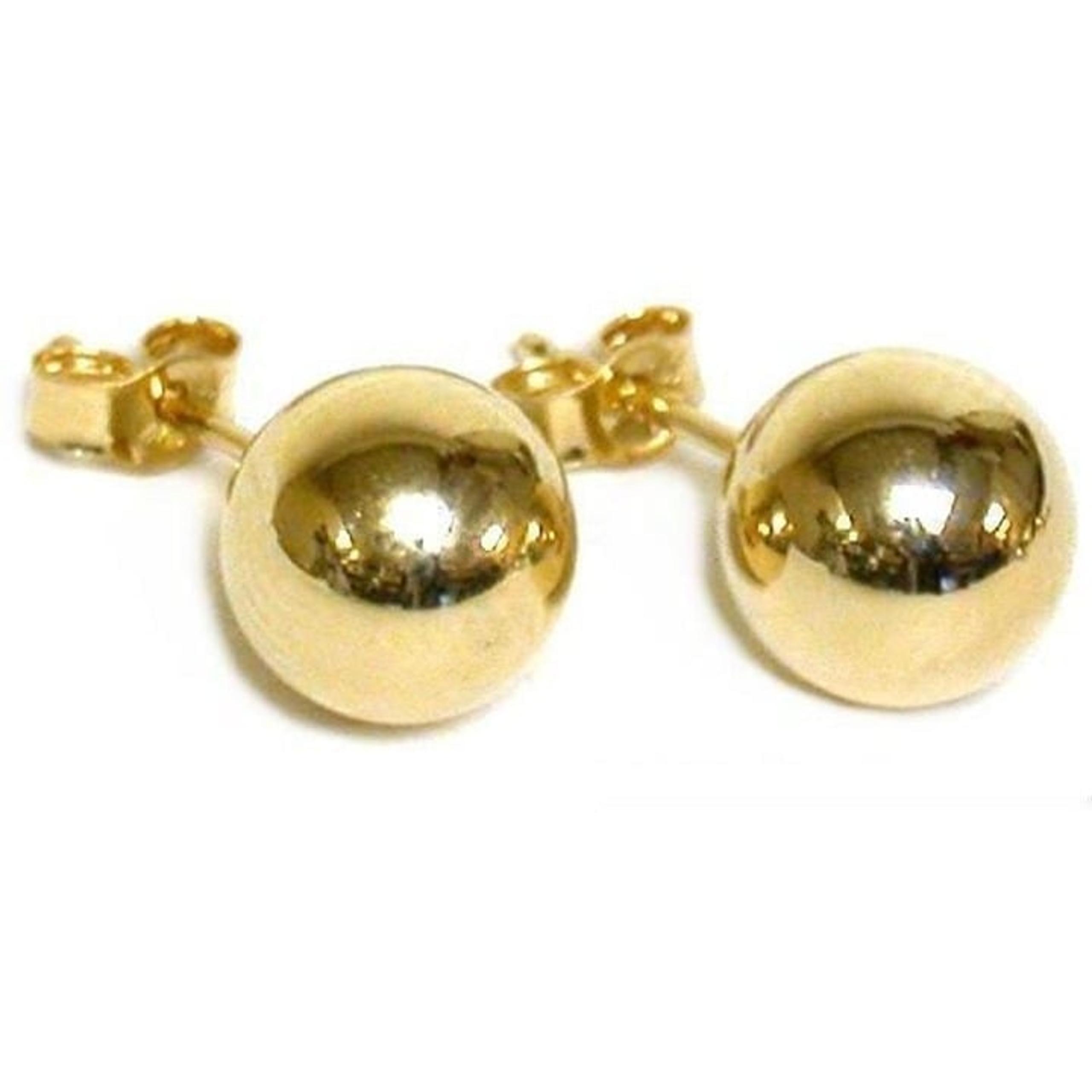 2 14K Gold 7mm Ball Earrings & Ear Backs FindingKing