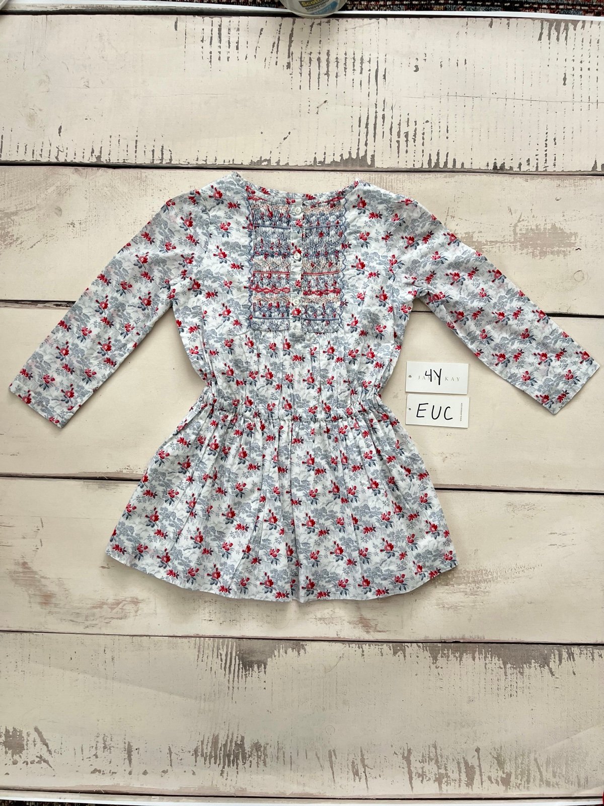 Bonpoint Hand Smocked Floral Cotton Dress