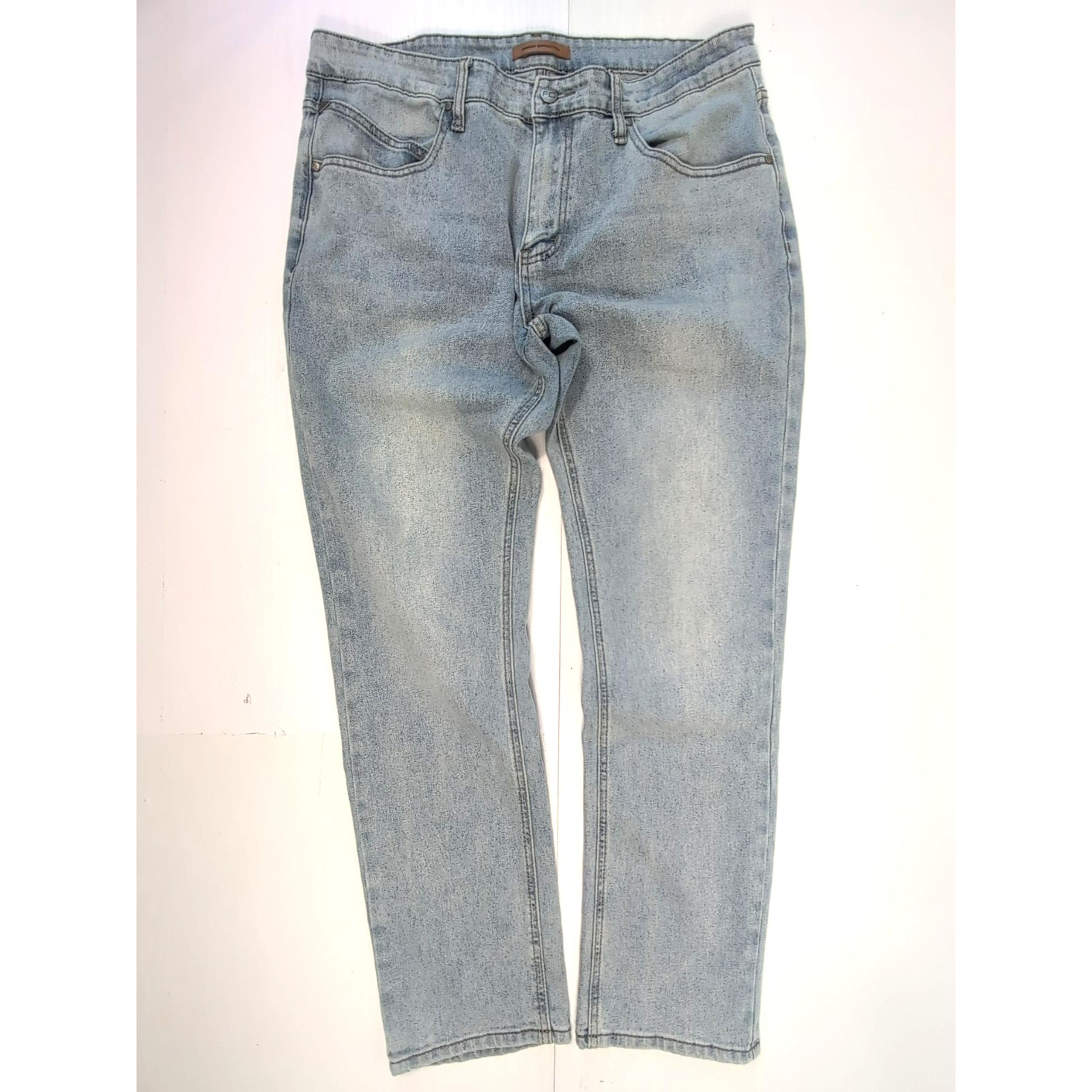 French Connection Slim Tapered Jeans Men's 36x32 Light Wash Blue Denim Stretch