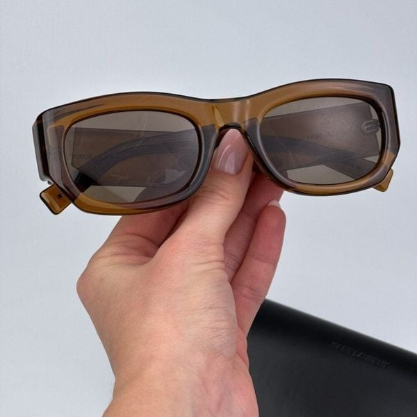 Saint Laurent SL713 003 BRAND NEW Sunglasses Transparent Brown Rectangle Unisex