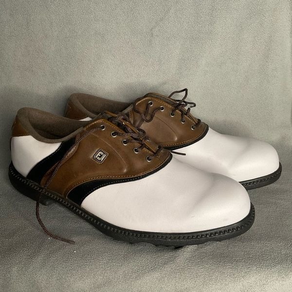 FootJoy Men's FJ Originals Golf Shoes-45330 (White / Brown) Size 11,5 spikes