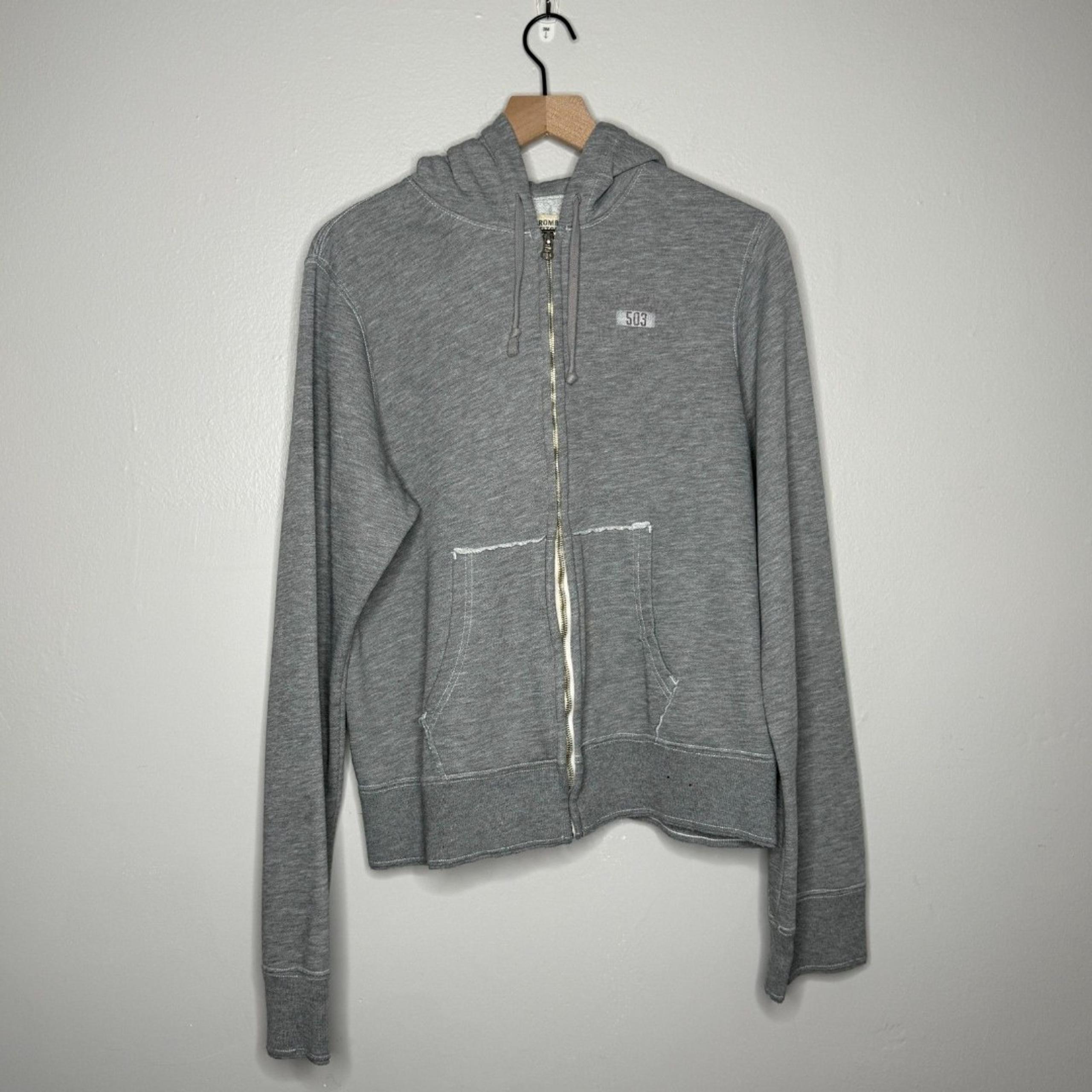 Abercrombie & Fitch VTG Womens Full Zip Hoodie Sweater Large Gray 503 Preppy