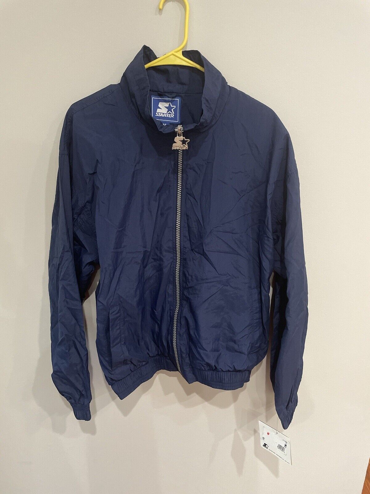 NWT Vintage Starter Track Jacket Mens Medium Blue Full Zip Nylon Mock Neck