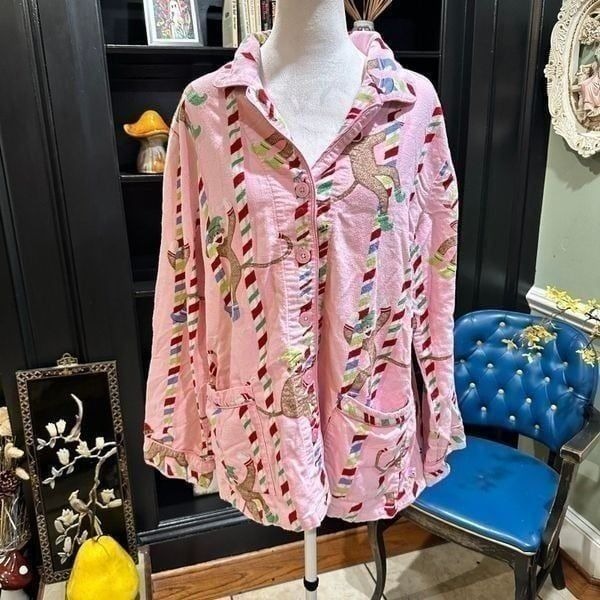 Nick & Nora Sock Monkey Holiday PJ Top Size XL