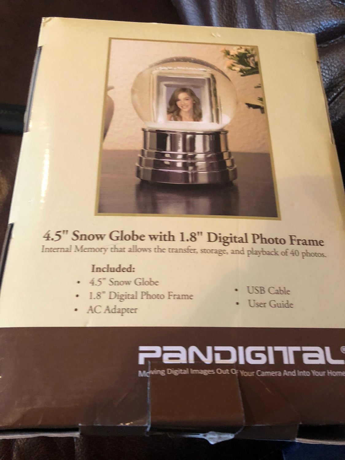Pandigital Snow Globe 1.8 Digital Picture Frame. NIB 40 Pictures. Box has been