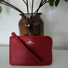 Coach red leather pouch wristlet wallet coin credit card purse