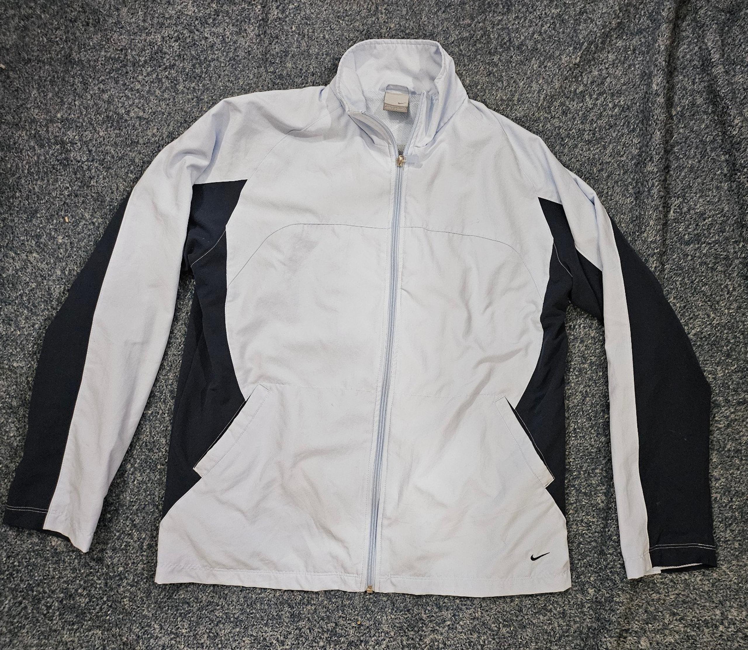 VTG Nike Jacket Womens Large Windbreaker Track Rain Full Zip Lined Grey Tag