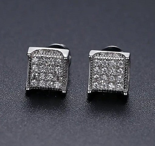 14K White Gold Womens 2ct Diamond Earrings Square Studs Silver Jewelry 2 ct 14 K