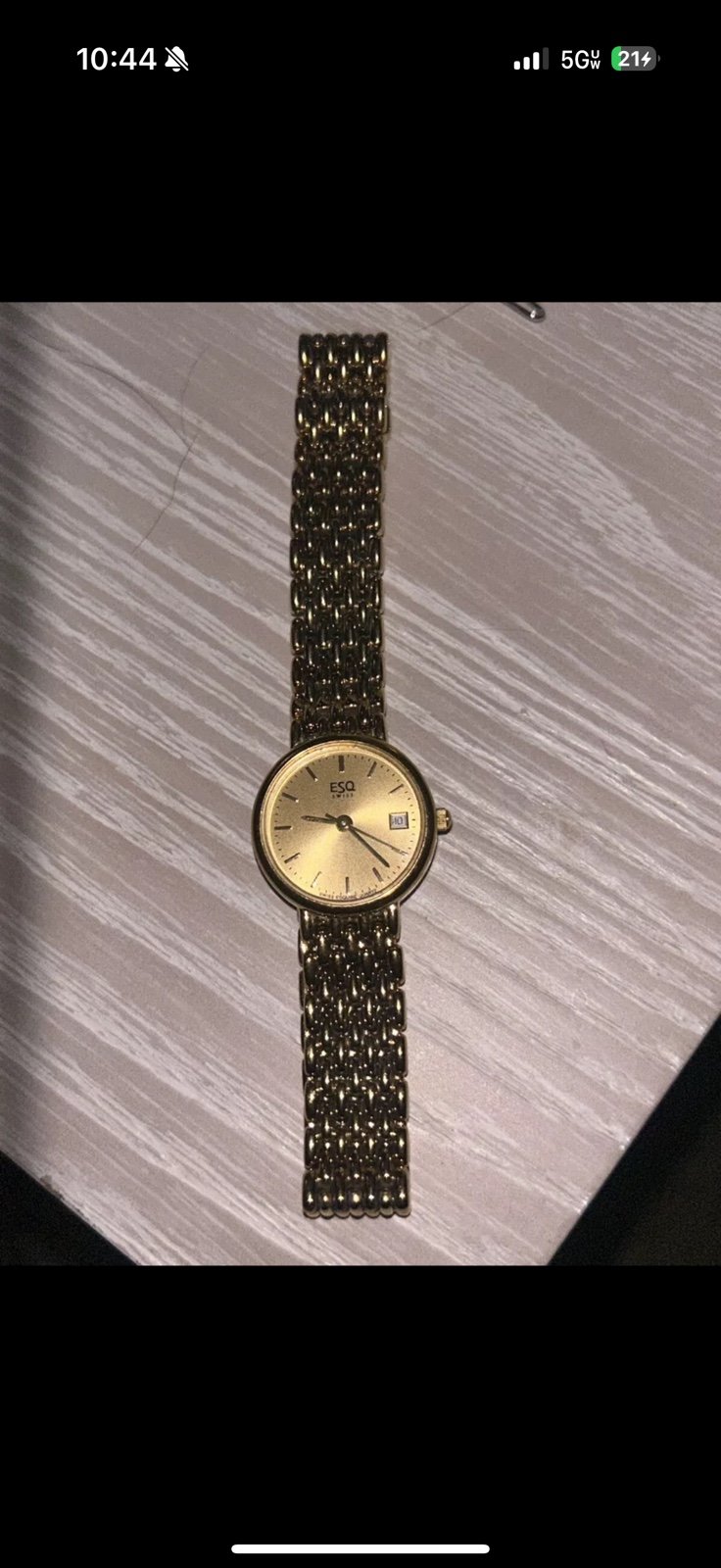 ESQ Esquire Women 100279A Gold Dial Tone Date Quartz Analog Watch 6 3/4