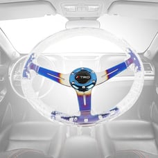 NEW TRD Universal 6-Hole 350mm Deep Dish Clear Crystal Bubble Steering Wheel