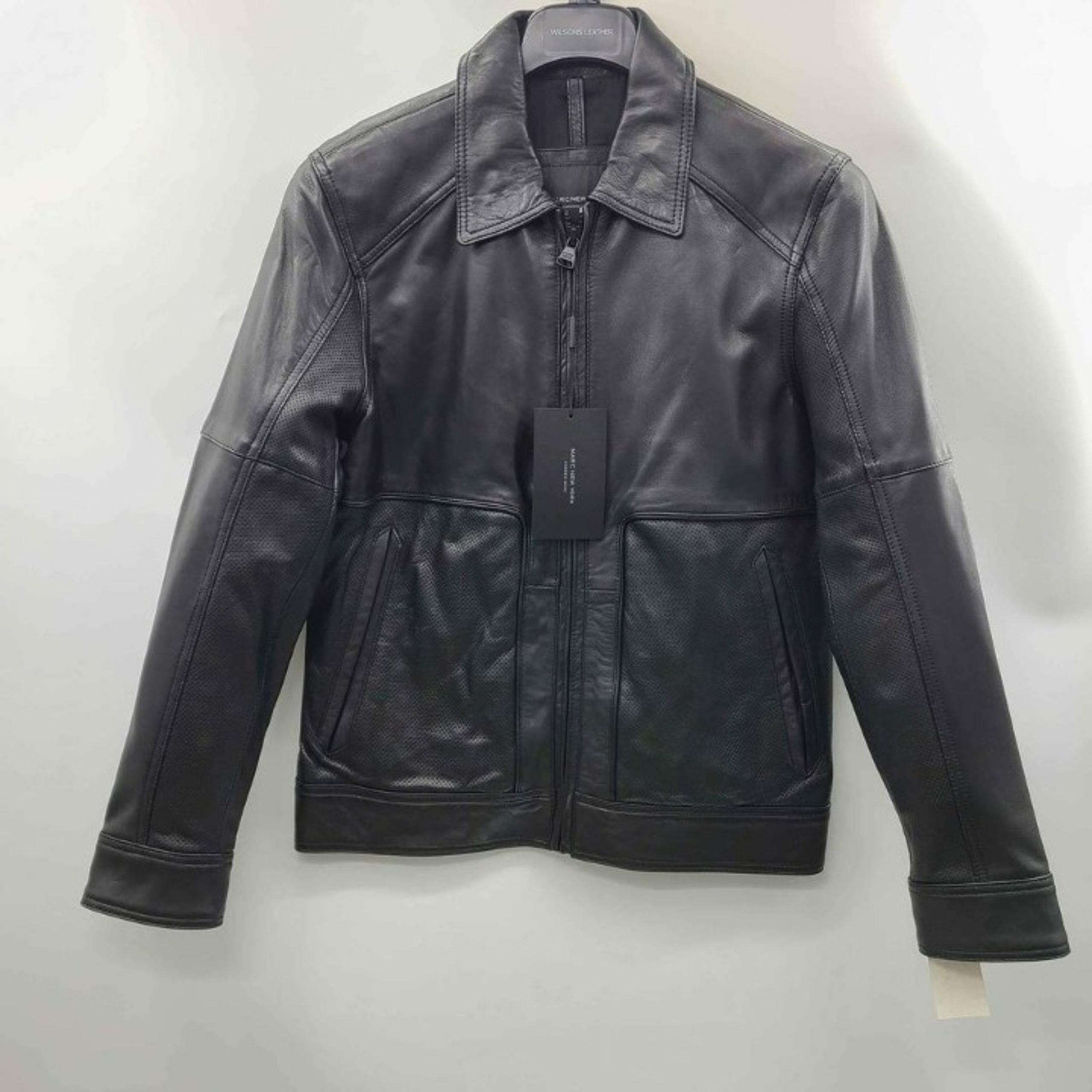 Andrew Marc Mens 100% Genuine Black Leather Jacket Lined Size S - Marc New York