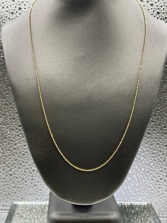 Ladies 14 Karat Yellow Gold Faceted Gold Ball Chain