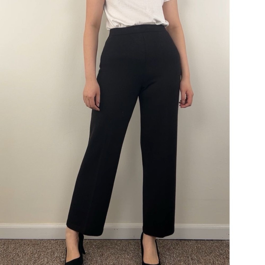 St John Dark Brown Knit Wide Leg Trousers Dress pants