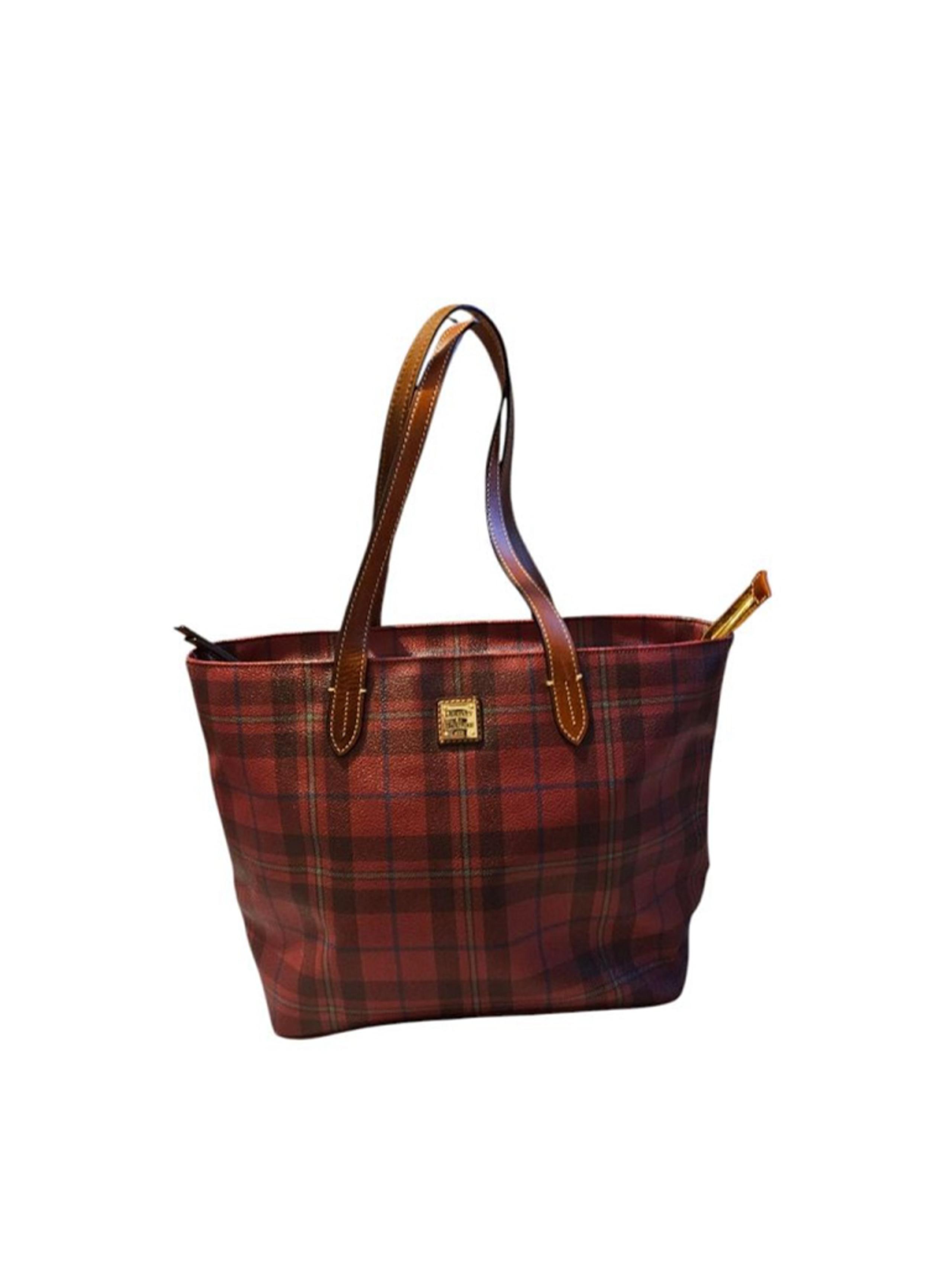Women's Dooney & Bourke Tote Bag Large Cranberry Red Plaid