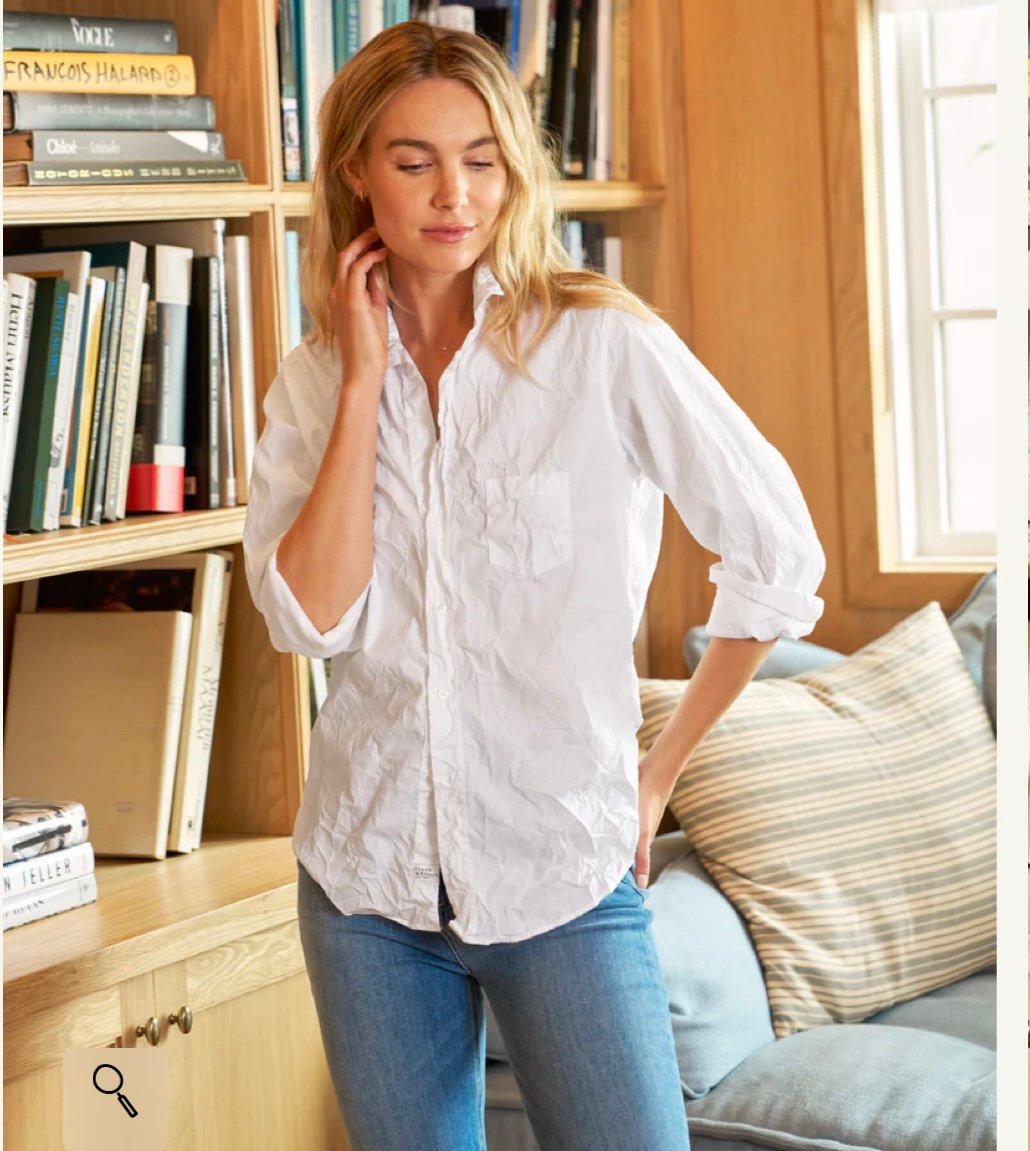 Frank & Eileen BARRY Tailored Button-Up Shirt signature crinkle white medium