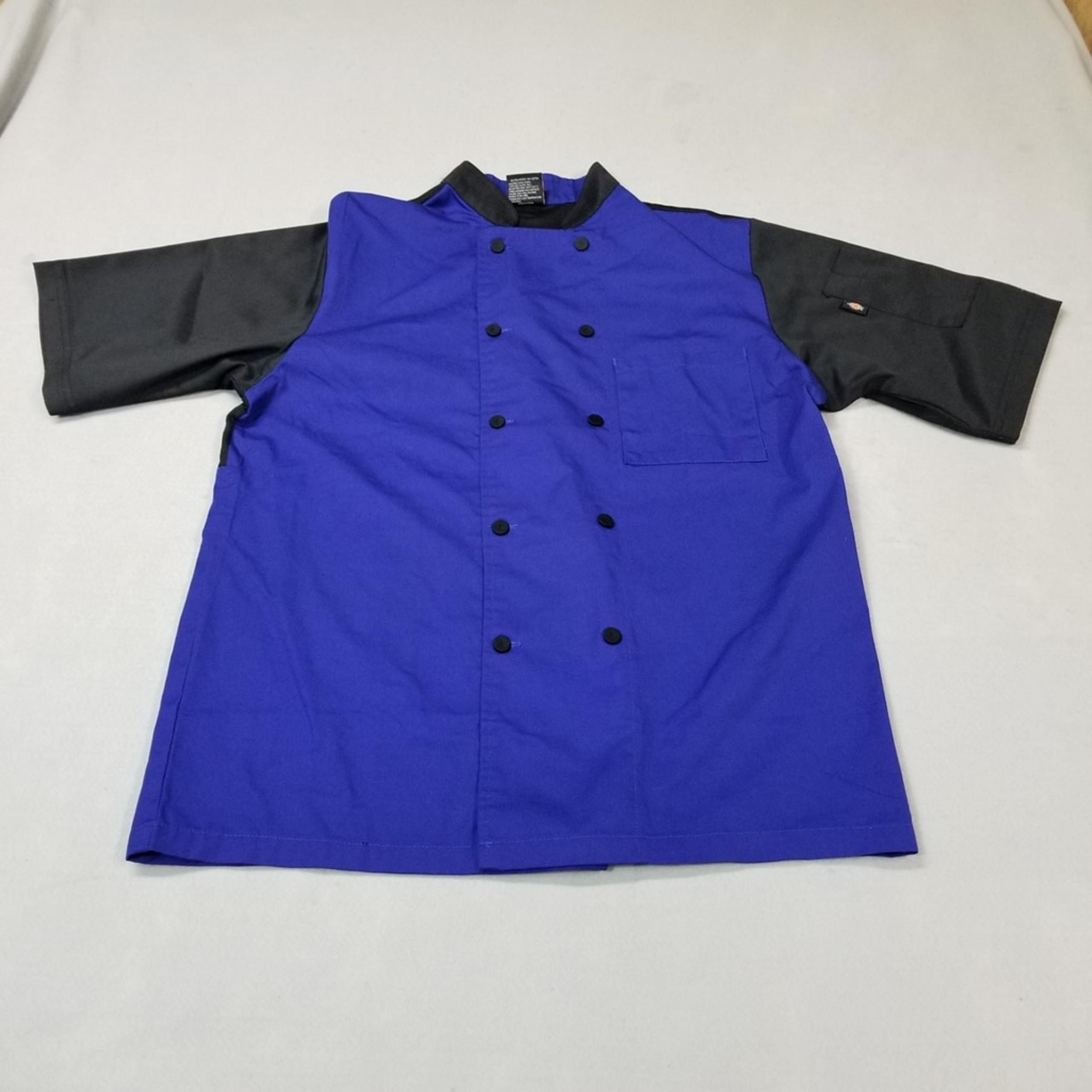 Dickies Chef Coat Mens Size S Black Blue Lightweight Cook Kitchen Double Button